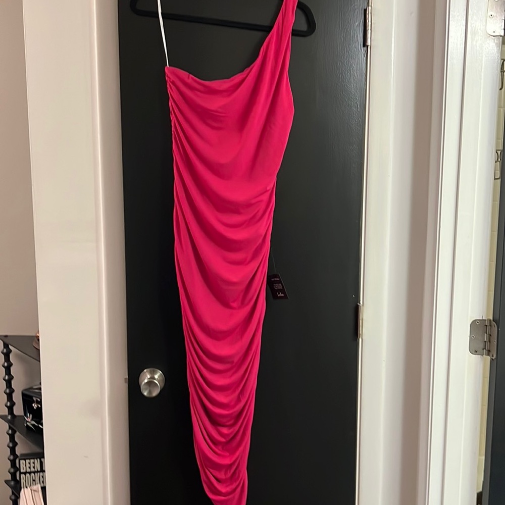 Hot Pink Lulu’s One Shoulder Maxi Dress